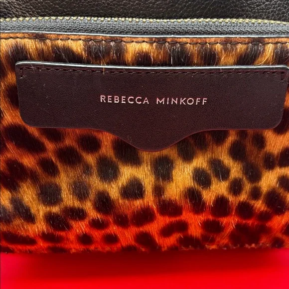 Rebecca Minkoff Emma Leopard print Backpack in black leather and Calf Hair NWOT - Picture 2 of 11